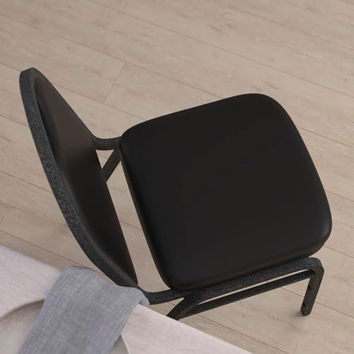 Hercules Metal Dome Back Stackable Banquet Chair, Black in Black, alternate view 6