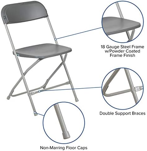 Hercules Plastic Folding Chair, Gray in Gray, alternate view 4