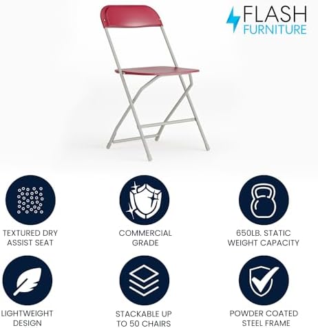 Hercules Plastic Folding Chair, Red in Red, alternate view 4