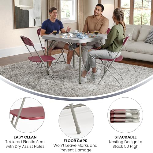 Hercules Plastic Folding Chair, Red in Red, alternate view 6