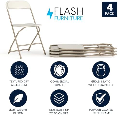 Hercules Plastic Folding Event Chair, Beige, 4-Pack in Beige, alternate view 4