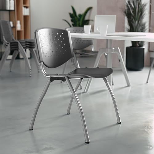 Hercules Plastic Stack Chair, Gray in Gray, alternate view 2