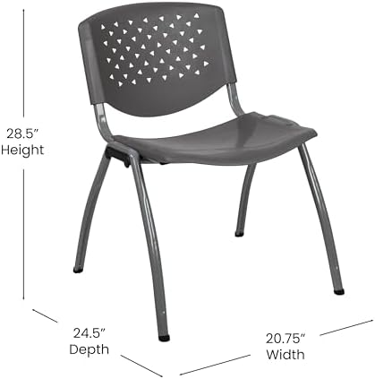 Hercules Plastic Stack Chair, Gray in Gray, alternate view 3