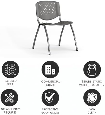 Hercules Plastic Stack Chair, Gray in Gray, alternate view 5