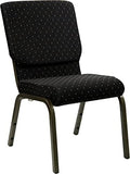 HERCULES Series 18.5''W Stacking Church Chair in Black Dot Patterned Fabric - Gold Vein Frame
