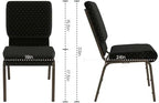 HERCULES Series 18.5''W Stacking Church Chair in Black Dot Patterned Fabric - Gold Vein Frame, alternate view 3