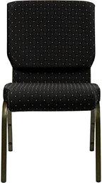 HERCULES Series 18.5''W Stacking Church Chair in Black Dot Patterned Fabric - Gold Vein Frame, alternate view 4