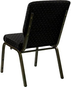 HERCULES Series 18.5''W Stacking Church Chair in Black Dot Patterned Fabric - Gold Vein Frame, alternate view 5