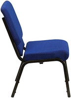 HERCULES Series 18.5''W Stacking Church Chair in Navy Blue Patterned Fabric - Gold Vein Frame, alternate view 4