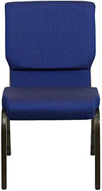 HERCULES Series 18.5''W Stacking Church Chair in Navy Blue Patterned Fabric - Gold Vein Frame, alternate view 6