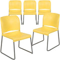 HERCULES Series 5 Pack 880 lb. Capacity Yellow Full Back Contoured Stack Chair with Gray Powder Coated Sled Base