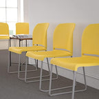 HERCULES Series 5 Pack 880 lb. Capacity Yellow Full Back Contoured Stack Chair with Gray Powder Coated Sled Base, alternate