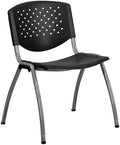 HERCULES Series 880 lb. Capacity Black Plastic Stack Chair with Titanium Gray Powder Coated Frame