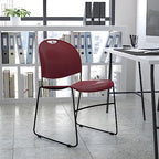 HERCULES Series 880 lb. Capacity Burgundy Ultra-Compact Stack Chair with Black Powder Coated Frame (Pack of 5), alternate