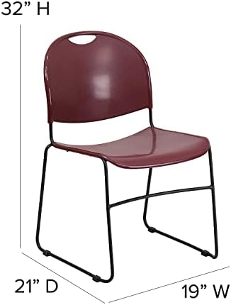HERCULES Series 880 lb. Capacity Burgundy Ultra-Compact Stack Chair with Black Powder Coated Frame (Pack of 5), alternate