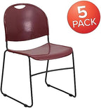 HERCULES Series 880 lb. Capacity Burgundy Ultra-Compact Stack Chair with Black Powder Coated Frame (Pack of 5), alternate