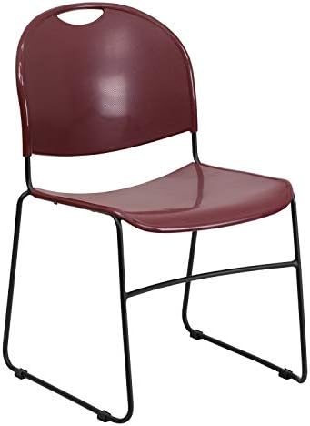 HERCULES Series 880 lb. Capacity Burgundy Ultra-Compact Stack Chair with Black Powder Coated Frame (Pack of 5), alternate