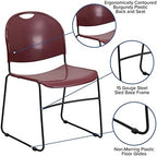 HERCULES Series 880 lb. Capacity Burgundy Ultra-Compact Stack Chair with Black Powder Coated Frame (Pack of 5), alternate