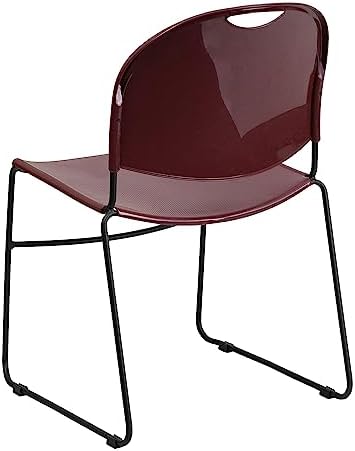 HERCULES Series 880 lb. Capacity Burgundy Ultra-Compact Stack Chair with Black Powder Coated Frame (Pack of 5), alternate