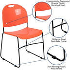 HERCULES Series 880 lb. Capacity Orange Ultra-Compact Stack Chair with Black Powder Coated Frame, alternate view 4
