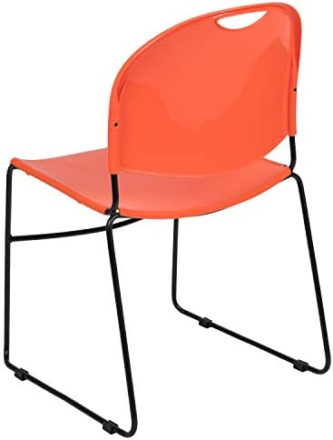 HERCULES Series 880 lb. Capacity Orange Ultra-Compact Stack Chair with Black Powder Coated Frame, alternate view 5