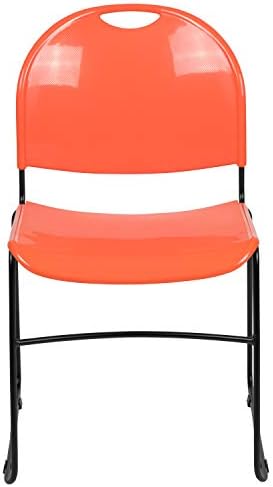 HERCULES Series 880 lb. Capacity Orange Ultra-Compact Stack Chair with Black Powder Coated Frame, alternate view 7