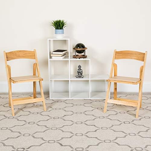 Hercules Series Beechwood Folding Event Chairs with Padded Seats, Modern Wooden Folding Banquet Chairs, Set of