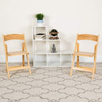 Hercules Series Beechwood Folding Event Chairs with Padded Seats, Modern Wooden Folding Banquet Chairs, Set of