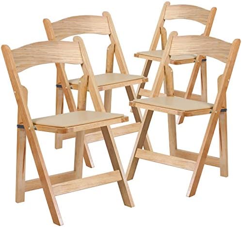 Hercules Series Beechwood Folding Event Chairs with Padded Seats, Modern Wooden Folding Banquet Chairs, Set of, alternate