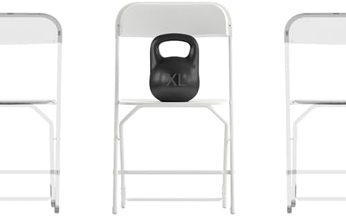 Hercules Series Big & Tall Stackable Plastic Folding Chairs, Extra Wide Commercial Event Seats, Set of 4, White