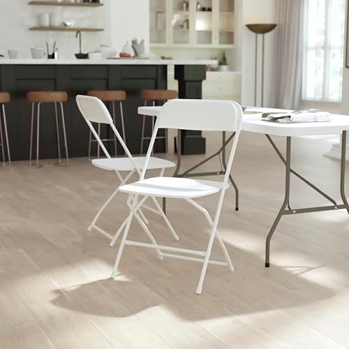 Hercules Series Big & Tall Stackable Plastic Folding Chairs, Extra Wide Commercial Event Seats, Set of 4, White, alternate