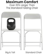 Hercules Series Big & Tall Stackable Plastic Folding Chairs, Extra Wide Commercial Event Seats, Set of 4, White, alternate