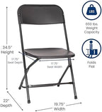 Hercules Series Big & Tall Stackable Plastic Folding Chairs, Extra Wide Commercial Event Seats, Set of 4, Black, alternate
