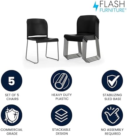 Hercules Series Contoured Stacking Chairs for Waiting Rooms and Offices, Ergonomic Lobby Chairs with Curved, alternate view 4