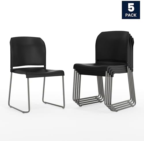 Hercules Series Contoured Stacking Chairs for Waiting Rooms and Offices, Ergonomic Lobby Chairs with Curved, alternate view 5