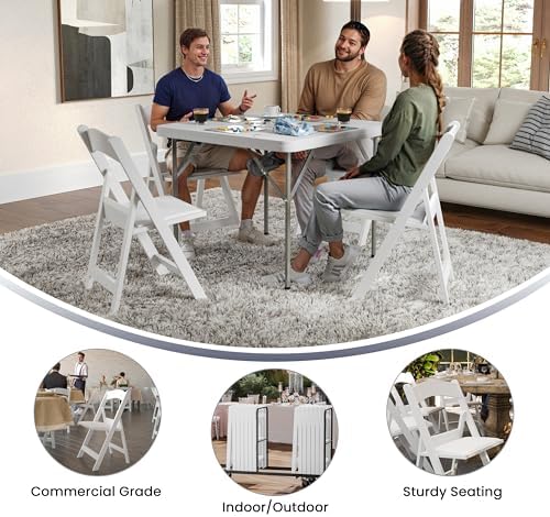 Hercules Series Folding Chair - White Resin - 1000LB Weight Capacity Comfortable Event Chair - Light Weight, alternate view 5
