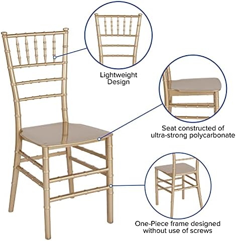 HERCULES Series Gold Resin Stacking Chiavari Chair, alternate view 4