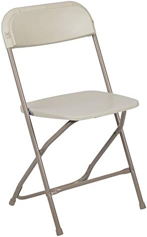 Hercules Series Plastic Folding Chair - Beige - 2 Pack 650LB Weight Capacity Comfortable Event Chair-Lightweight