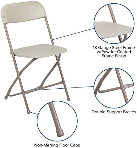 Hercules Series Plastic Folding Chair - Beige - 2 Pack 650LB Weight Capacity Comfortable Event Chair-Lightweight, alternate