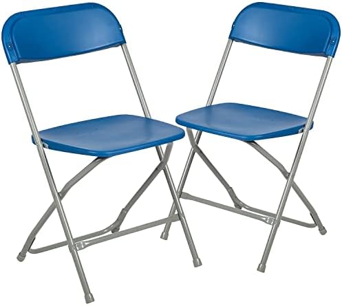 Hercules Series Plastic Folding Chair - Blue - 2 Pack 650LB Weight Capacity Comfortable Event Chair-Lightweight