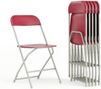 Hercules Series Plastic Folding Chair - Red - 6 Pack 650LB Weight Capacity Comfortable Event Chair-Lightweight