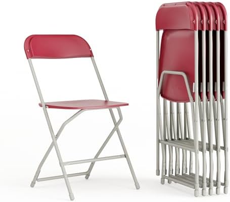 Hercules Series Plastic Folding Chair - Red - 6 Pack 650LB Weight Capacity Comfortable Event Chair-Lightweight