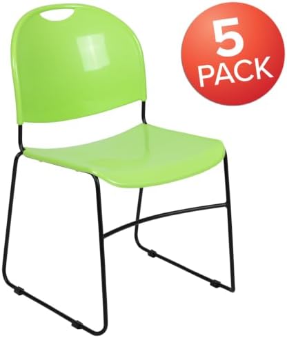 Hercules Stack Chair, Green, 5-Pack in Green, alternate view 3