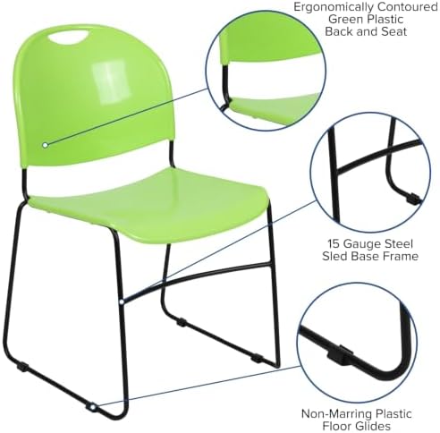 Hercules Stack Chair, Green, 5-Pack in Green, alternate view 5