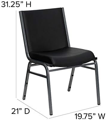 Hercules Vinyl Stack Chair, Black, 4-Pack in Black, alternate view 2