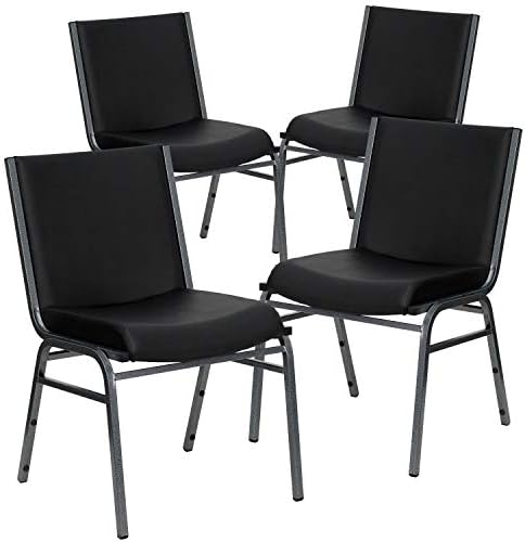 Hercules Vinyl Stack Chair, Black, 4-Pack in Black, alternate view 3