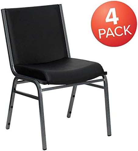 Hercules Vinyl Stack Chair, Black, 4-Pack in Black, alternate view 4