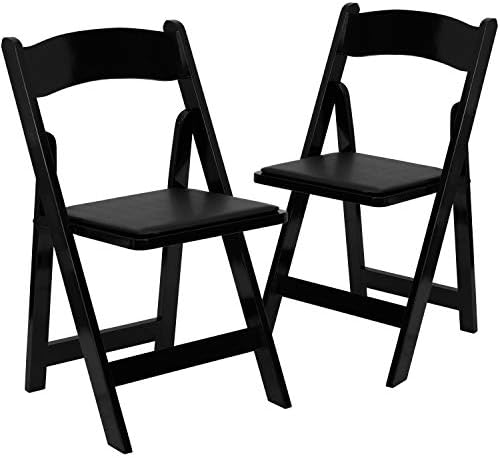 Hercules Wood Folding Chair, Black, 2-Pack in Black