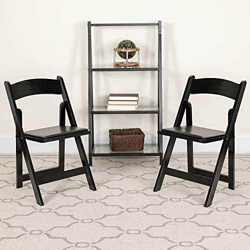 Hercules Wood Folding Chair, Black, 2-Pack in Black, alternate view 2