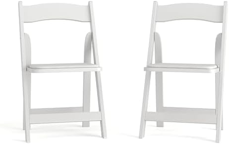 Hercules Wood Folding Chair, White, 2-Pack in White